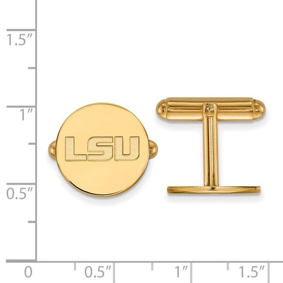14k Gold Plated Silver Louisiana State University Cuff Links - Picture 2 of 3